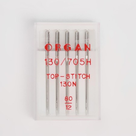Needles for household sewing machines, Top Stitch, No. 80, 5 pcs-2