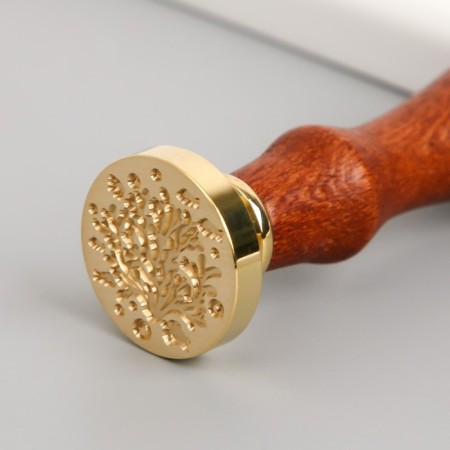 Printing for wax with a wooden handle "Fish and Corals" 9x2.5x2.5 cm-3