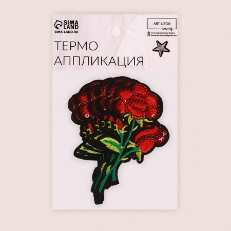 Thermal appliance "rose", with sequins, 9 × 5 cm, red color-5