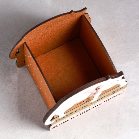Kashpo Wooden "Scientific Kotik", 12x10x1 cm, oak, beige-2