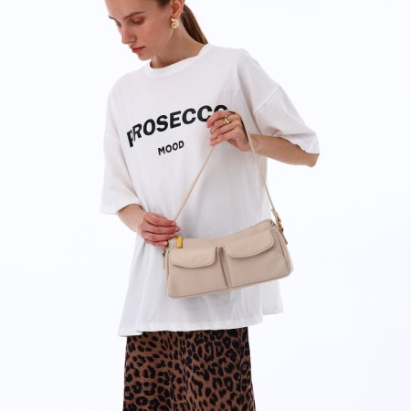 Female bag Textura, average size, beige color-9