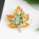 Brooch "Leaf" autumn, color orange-green in gold