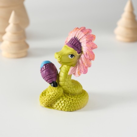 Souvenir Polystone "Snake-Indian with Marakas" 4.6x6 cm-2