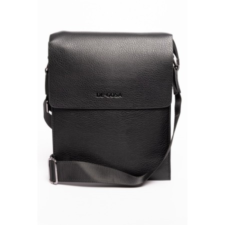 Bag Cross-Body Men, genuine leather de-gosa black, 22x6x27 cm