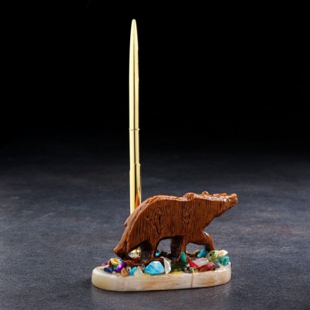 Souvenir with a handle "Bear", Selenite, Minerals 12x7 cm-2