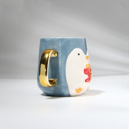 New Year! New Year's ceramic Penguin mug, 600 ml, blue color-9