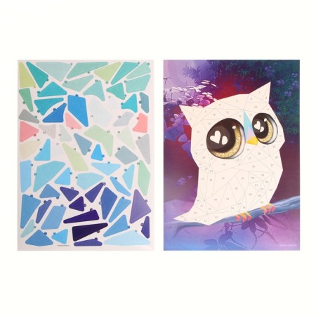 Applications with geometric stickers "Owl in the forest" 21x29.7cm-3