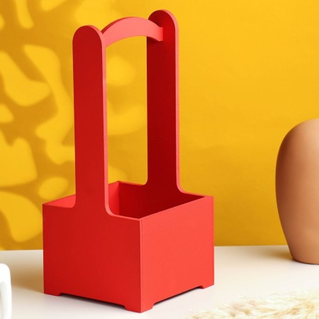 Kashpo - wooden box 13.5x13.5x30 cm, red-1