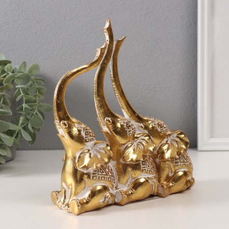 Polystone souvenir "Three elephants. Indian patterns" gold 18.3x6.7x20 cm-3