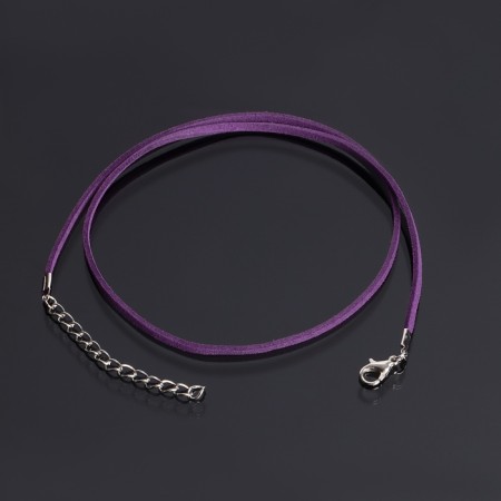 A lace of artificial suede with a lock, 45 cm + extension cord, purple color