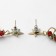 New Year! Earrings "New Year" hanging, spiral, red-green color in gold