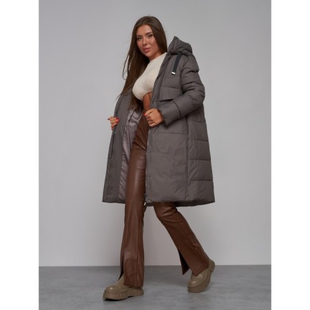 Coat insulated winter female, size 46, dark gray color-15