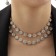 Set 2 objects: earrings, necklace "chic" circle, white color in silver, 30 cm
