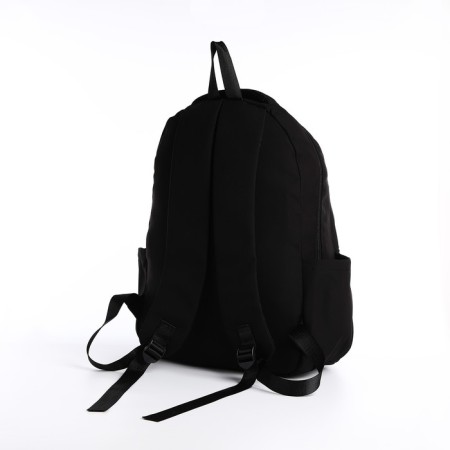 Youth backpack from textiles, 2 departments, 3 pockets, black color-3