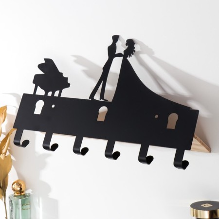 Decorative metal hooks "Dancing steam near the piano" black 24x9.5x37 cm-3