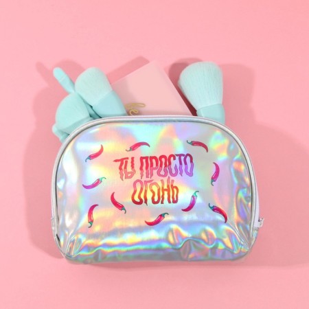 Cosmetic bag-trapping “You are just fire!”, Holographic PVC, 20 x 13 cm-1