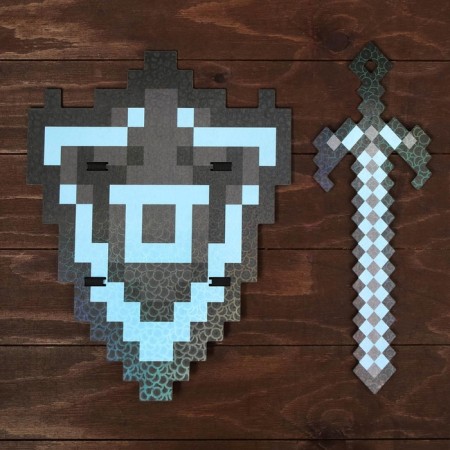 Set of wooden souvenirs "Diamond weapon" shield, sword mix-10