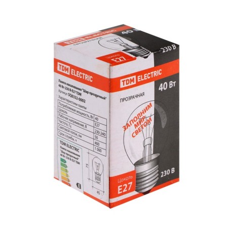 TDM incandescent lamp "Shar transparent", 40 watts, E27-1