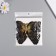 Plastic sticker "Black butterflies with gold" double wings set 12 pcs 12 cm, 10 cm 8 cm