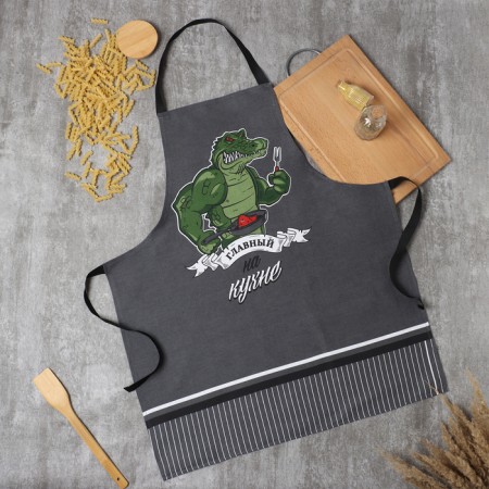 Apron Dilyana "The main in the kitchen" 70x60 cm, horn, 100% HL, 160g/m2