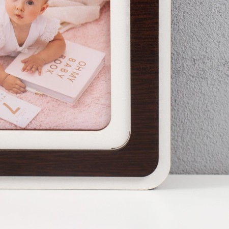 Photo frame LHDF "Our family" 33x33 in 3 photos 10x15 cm, col. Wenge-white (plastic screen)-1