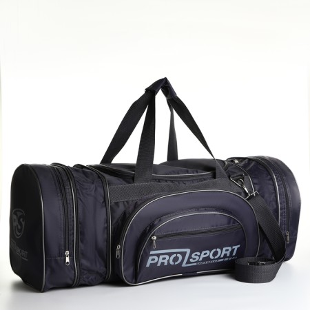 Road bag on a zipper, with an increase, 4 outer pockets, a long belt, the color is gray-2