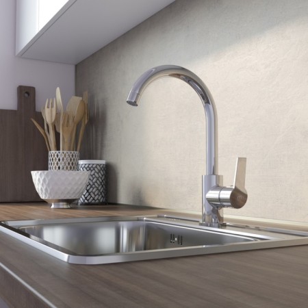 MILARDO MEAL M01SBJ05 kitchen mixer, pour 182 mm, chrome-1