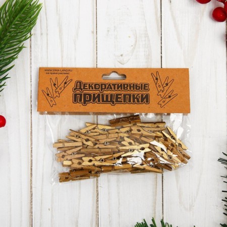 A set of decorative clothespins in dark gold, 50 pcs.-3