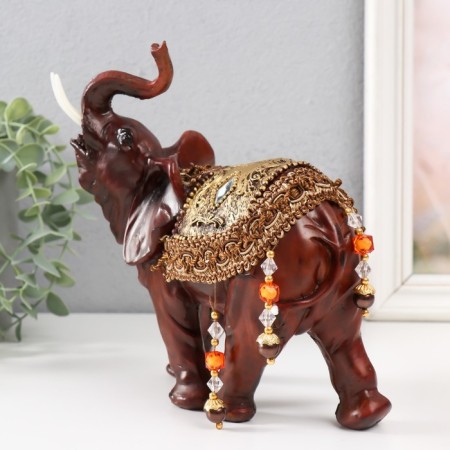 Polystone souvenir "Elephant with a blanket with fringe" 20.5x17x8.5 cm-1