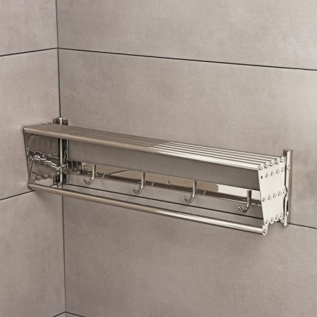 The shelf is sliding with the holder of towels, 4 hooks 14.5 × 12 (35) × 58.5 cm-1