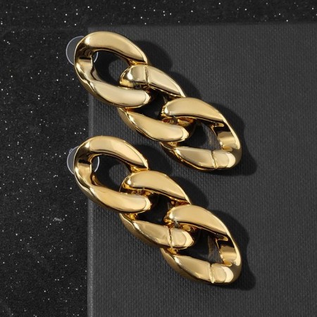 Earrings Metal "Chain" diagonal links, color gold-1