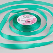 Satin tape, 12 mm × 23 ± 1 m, turquoise color No. 54