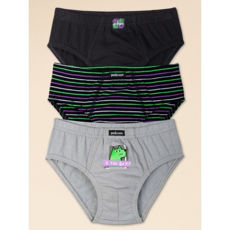 Panties for boys, height 140 cm, black color, gray, 3 pcs