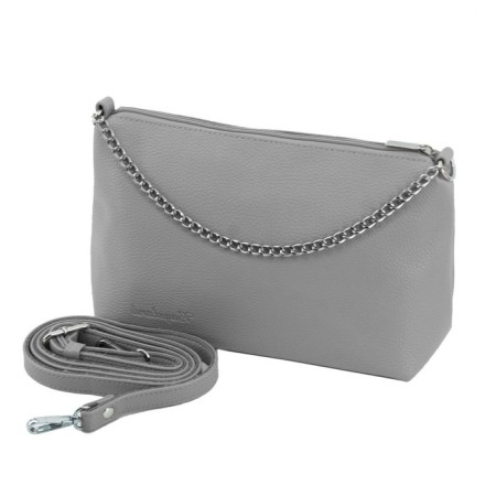 Bag women, genuine leather, gray 25x10x16 cm
