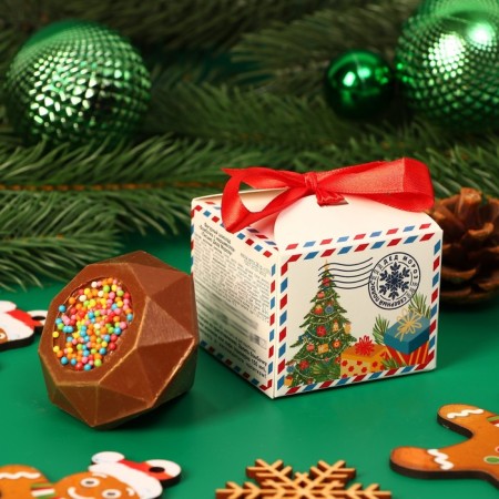 New Year. Chocolate bomb with Marshmallow "Letter Santa Claus", milk chocolate, 38 g