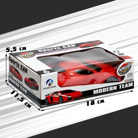 Radio-controlled machine "Sport-Kar" works from batteries, light, scale 1:24, red color-6