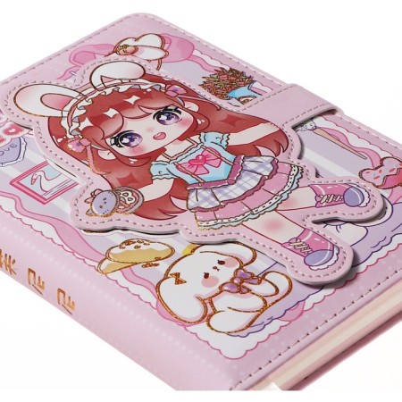 Gift notebook, A6+, 100 sheets, color block, with a curly knife, PVC cover, "Anime", mix-6