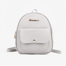 Women's backpack-Mini of artificial leather with lightning, 1 pocket, color gray color
