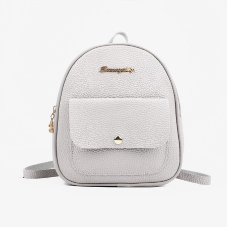 Women's backpack-Mini of artificial leather with lightning, 1 pocket, color gray color