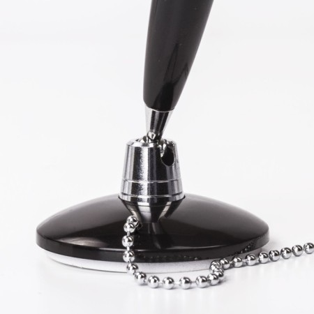 Pen on the stand "Stand-Pen Black 1", on a chain, with an adhesive base, blue blue-3