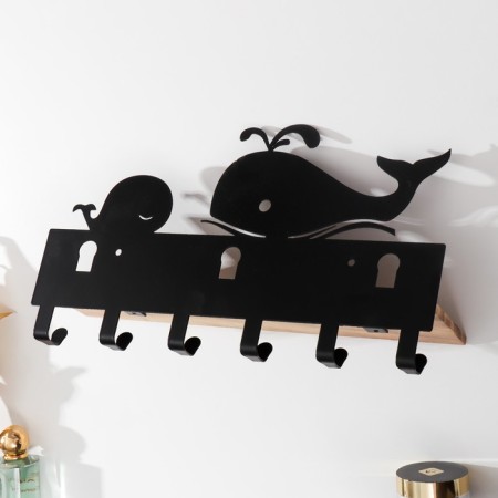 Decorative metal hooks "Kit and kitsok" black 22x9.5x37 cm-3