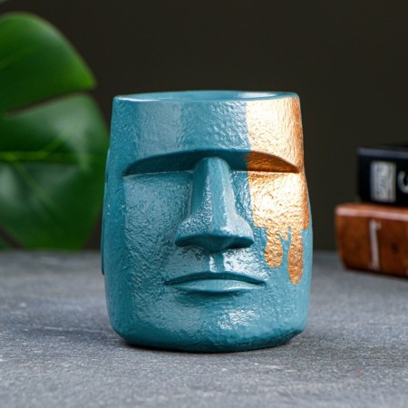 Kashpo - organizer "Higherulus of the MOAI" turquoise bronze, 10cm