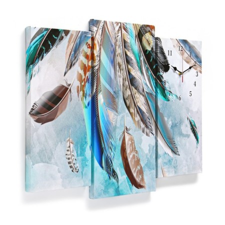 Carty clock, modular "feathers", silent, 60 x 80 cm, triptych-1