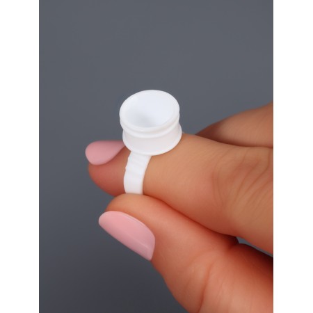 Rings - holes for glue for eyelash extensions, set - 50 pcs, white color-3
