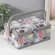 Owl and feathers needlework box 24x16x11 cm