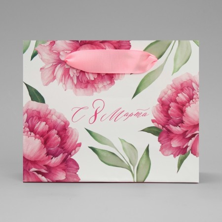 Gift Package Laminated, packaging, “peonies”, S 12 x 15 x 5.5 cm-2