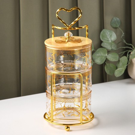 Three -tier glass “Heart” glass, 450 ml, 12.2 × 27.5 cm, the color is transparent
