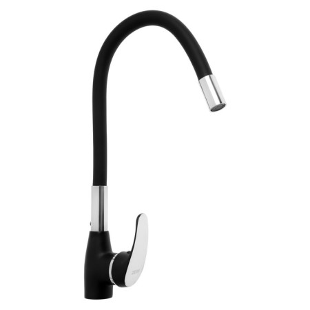 Zein Z6972 kitchen mixer, silicone spout, 40 mm cartridge, brass, black/chrome-3
