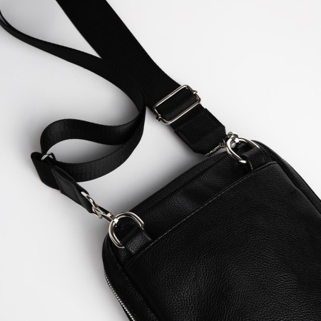 Male bag over the shoulder, Textura, artificial leather, black color-4