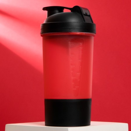 Sports shaker “sin”, red-black, with a bowl for protein 500 ml-2